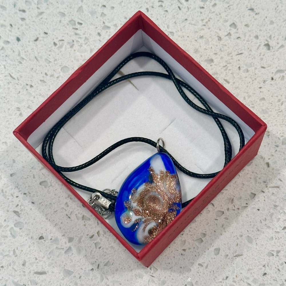 Antica Murrina Veneziana Glass Necklace Blue BRAND NEW